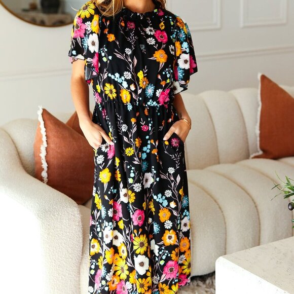 New Midi Floral Print Dress -Size Small - Picture 5 of 10